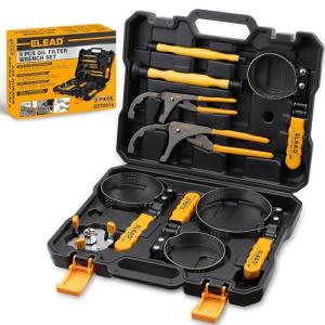 ELEAD 9-Piece Ultimate Oil Filter Wrench Set - Professional Oil Filter Removal Tool, Swivel Head Oil Filter Wrenches, Adjustable Oil Filter Remover Pliers, Universal Oil Filter Wrench and Valve Lapper