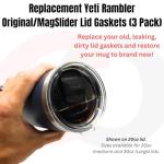 Captain O-Ring – Replacement Lid Seal Gaskets for Yeti Stainless Steel Insulated Tumbler Mugs (3 Pack) [20 oz Lid Size]