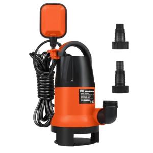 Sump Pump, Prostormer 1HP 3700GPH Submersible Clean/Dirty Water Pump with Automatic Float Switch for Pool, Pond,Garden, Flooded Cellar, Aquarium and Irrigation (Orange)