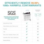 SimPure T1-400ALK Alkaline UV Reverse Osmosis System, NSF/ANSI 58 Certified, Tankless RO Water Filter System 400 GPD, pH+ Remineralization Water Filtration Under Sink, BPA Free, Built-in Pump