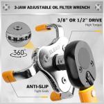 ELEAD 9-Piece Ultimate Oil Filter Wrench Set - Professional Oil Filter Removal Tool, Swivel Head Oil Filter Wrenches, Adjustable Oil Filter Remover Pliers, Universal Oil Filter Wrench and Valve Lapper