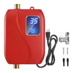 Tankless Water Heater Electric, 110V 3000W Instant Hot Water Heater with Adjustable Temperature & US Plug for Kitchen, RV, Small Sink – No Waiting, Energy Efficient - Red