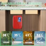 Tankless Water Heater Electric, 110V 3000W Instant Hot Water Heater with Adjustable Temperature & US Plug for Kitchen, RV, Small Sink – No Waiting, Energy Efficient - Red