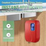 Tankless Water Heater Electric, 110V 3000W Instant Hot Water Heater with Adjustable Temperature & US Plug for Kitchen, RV, Small Sink – No Waiting, Energy Efficient - Red