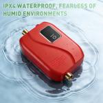 Tankless Water Heater Electric, 110V 3000W Instant Hot Water Heater with Adjustable Temperature & US Plug for Kitchen, RV, Small Sink – No Waiting, Energy Efficient - Red