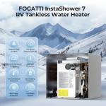 FOGATTI RV Tankless Water Heater InstaShower 7, 3 Optional Door Sizes 15"x15", 15"x18" & 18"x18" for Refitment, 12V DC, Optimized Summer Comfort Performance, Ideal for RVers' Family Use, Gen 3