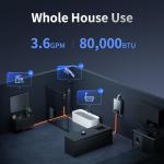 Ranein Natural Gas Tankless Water Heater, Indoor Max 3.6 GPM, 80,000 BTU Instant Hot Water Heater