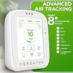 BREATHE Airmonitor Plus: Smart Air Quality Monitor Indoor - 8-in-1 CO2 Meter, Formaldehyde Detector, VOC Meter, PM1/2.5/10, Temperature & Humidity - Air Quality Tester for Home with App
