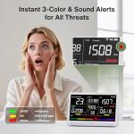bonoch 16 in 1 Air Quality Monitor Indoor 7" Display 9 AQI+7 AQI Alerts, CO2 Monitor Air Quality Tester for CO2, TVOC, PM2.5 PM1.0 PM10, HCHO Temperature Humidity AQI & Time Air Quality Meter for Home