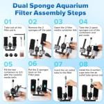 Hygger Quiet Electric Aquarium Sponge Filter with Media Balls