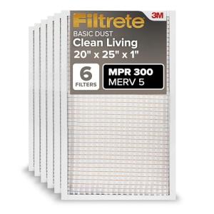 Filtrete 20x25x1 MERV 5 Air Filters 6-Pack