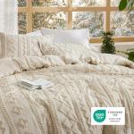 Beige Boho Tufted King Comforter Set - 3 Pieces