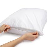 100% Cotton Zipper Pillowcase - White, Hypoallergenic