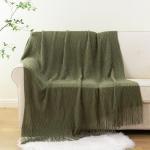 BATTILO HOME Olive Textured Knit Throw Blanket