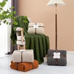 Beige Organic Cotton Americana Oversized Throw Blanket