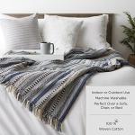 Gray Cotton Tabletop with Fringed Stripes, 50x60