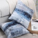 Blue and Grey Abstract Art Pillow Covers - Set of 2