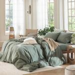 MooMee 100% Cotton Washed Duvet Cover Set - Green