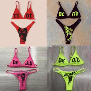 Gothic Snake Print Triangle Bikini Set for Women