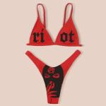 Gothic Snake Print Triangle Bikini Set for Women