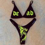 Gothic Snake Print Triangle Bikini Set for Women