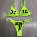 Gothic Snake Print Triangle Bikini Set for Women