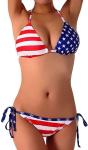 American Flag Halter Triangle Bikini Swimsuit