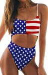 Women's American Flag Cut Out Monokini Swimsuit
