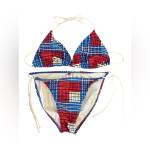 Ocean Pacific Red White Blue Triangle Bikini Tops