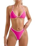 Pink Cheeky Triangle Thong Two-Piece Bikini Set