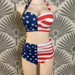 Patriotic American Flag High Waisted Bikini Set