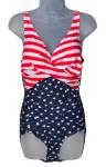 American Flag V Neck One-Piece Swimsuit