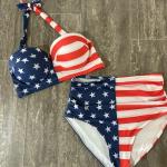 Patriotic American Flag High Waisted Bikini Set