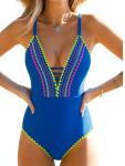 Popvil Women's Deep V Neck One Piece Swimsuit