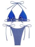 Blue Cheeky Triangle Bikini Set for Women