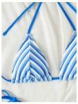 RoseSeek Women's Striped Blue Triangle Bikini Set