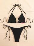 Floral Print Halter Neck Tie Bikini Set
