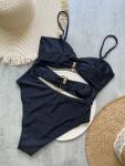 Metal Ring Cut Out One Piece Swimsuit