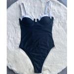 Push Up One Piece Patchwork Monokini Swimsuit