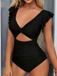 V Neck Backless Tummy Control One Piece Swimsuit