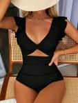 V Neck Backless Tummy Control One Piece Swimsuit