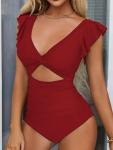 V Neck Backless Tummy Control One Piece Swimsuit