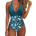 Leopard Print Pleated One Piece Swimsuit