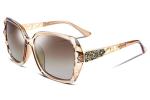 FEISEDY Polarized Shiny Frame Square Sunglasses