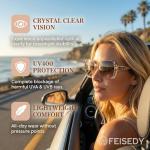 FEISEDY Polarized Shiny Frame Square Sunglasses