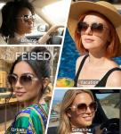 FEISEDY Polarized Shiny Frame Square Sunglasses