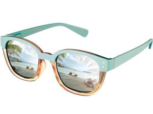 Women's Retro Two Tone Polarized Sunglasses - Teal Green