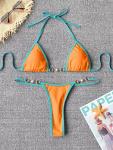 TASHEHE Women's Orange Triangle Thong Bikini Set