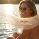 FEISEDY Polarized Shiny Frame Square Sunglasses