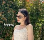 FEISEDY Polarized Shiny Frame Square Sunglasses